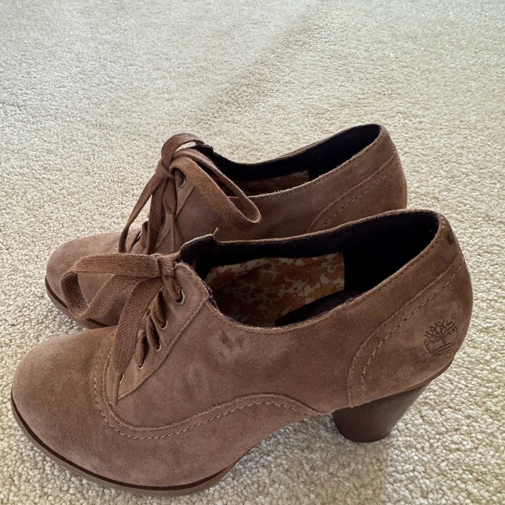 Timberland Earthkeepers Brown Suede Lace-Up Oxford Heels - Picture 3 of 12